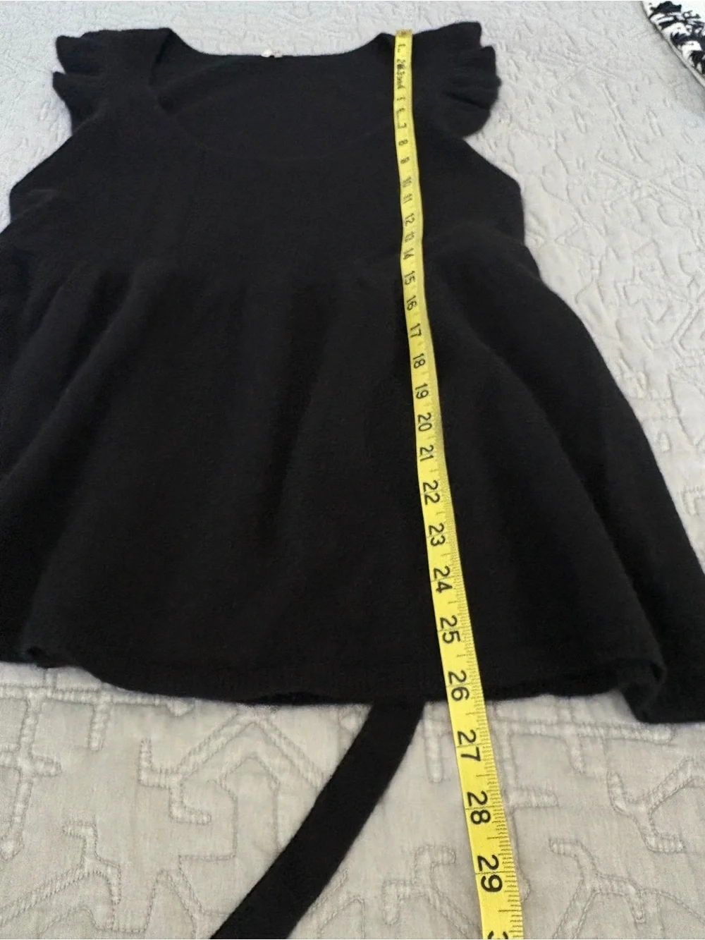 Free People angora/lambswool scoop neck ruffle short sleeve sweater blouse MED